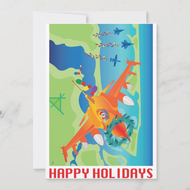 4 Military Jets Holiday Card (Front)