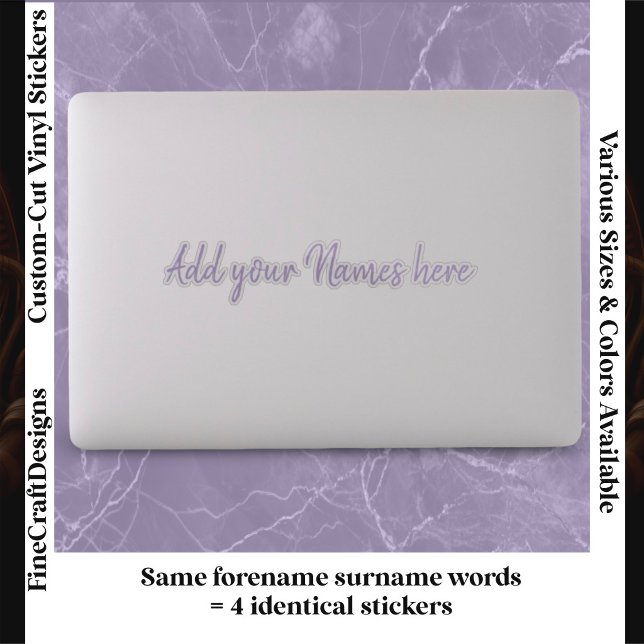 4 Modern Custom Name Laptop Stickers Set Lilac (Creator Uploaded)