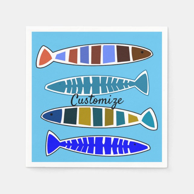4 Multi-coloured striped fish Thunder_Cove  Napkin (Front)