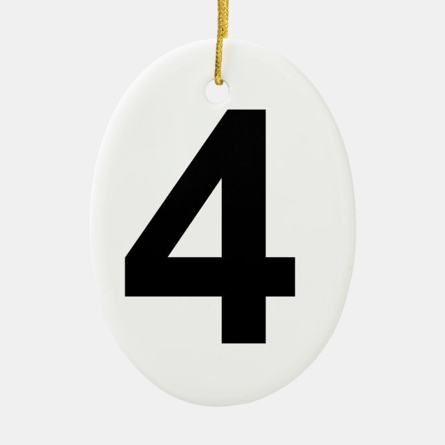 4 - number four ceramic tree decoration (Front)