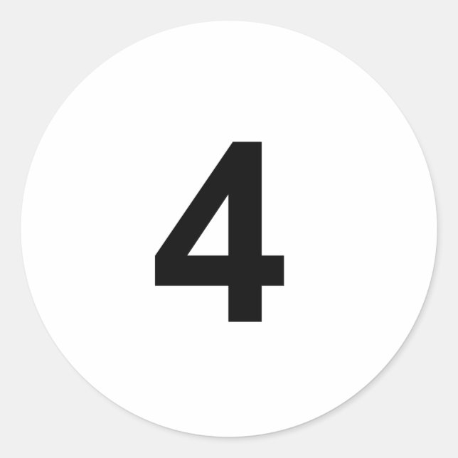 4 - number four classic round sticker (Front)