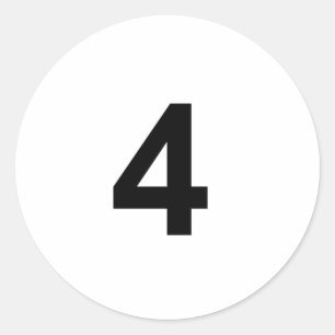 4 - number four classic round sticker