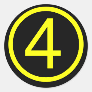 4 - number four classic round sticker