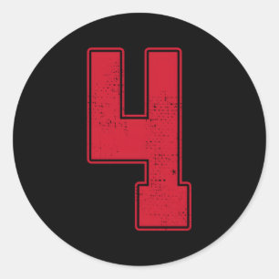 4 Outline Number 4 Varsity Fan Sports Team Grey Je Classic Round Sticker
