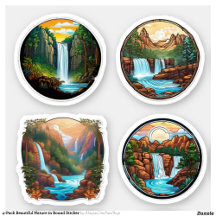 4-Pack Beautiful Nature in Round Sticker