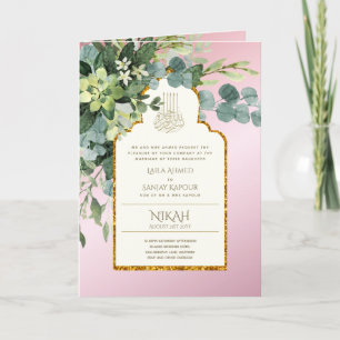 4 Page NIKAH WALIMA Invite Pink GREENERY Islamic 
