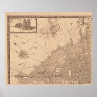 4 Panel Sepia de Rochefort Paris Map Frame 1