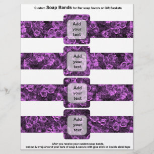 4 per sheet Soap Band Purple Roses Bridal favours