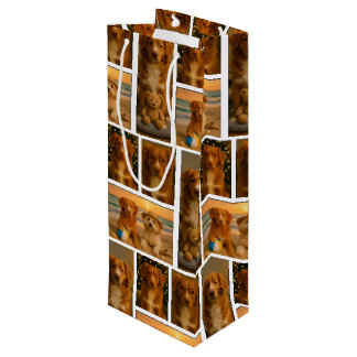 4 Personalized Photo Collage Wine Gift Bag