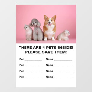 4 Pet Emergency Rescue Window Cling