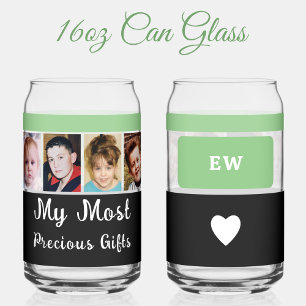 4 photo add initials black green can glass