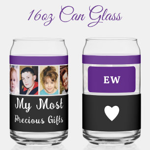4 photo add initials black purple can glass