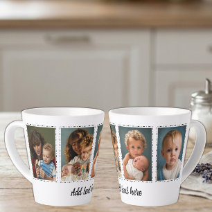 4 photo add text white black latte mug