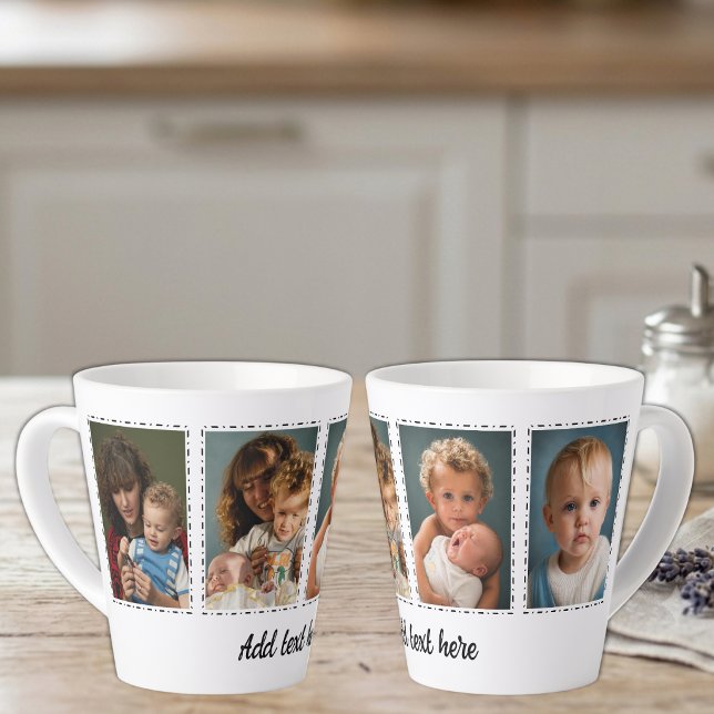 4 photo add text white black latte mug (Creator Uploaded)