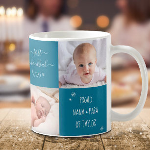 4 Photo Baby First Hanukkah Grandparents Custom Coffee Mug