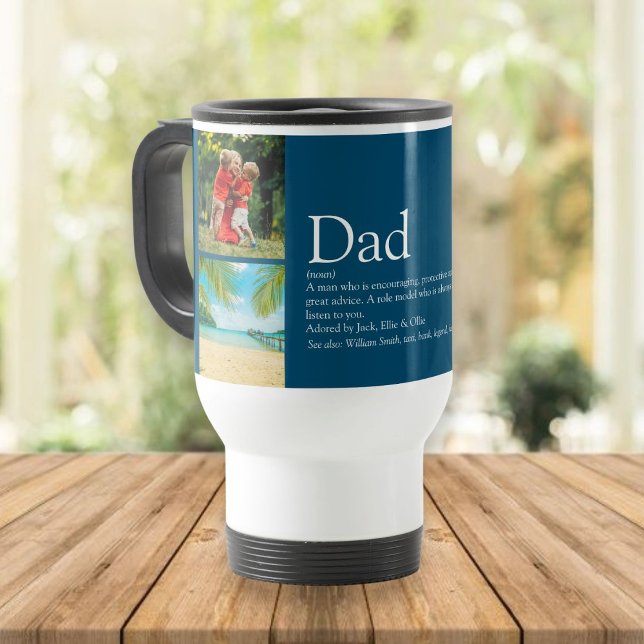 4 Photo Best Dad Daddy Father Definition Blue Travel Mug (Creator Uploaded)