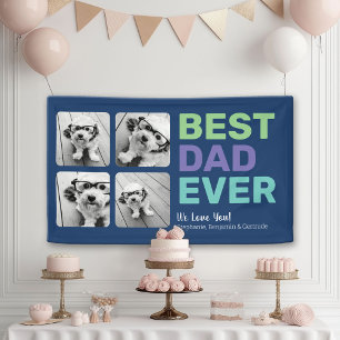 4 Photo Best Dad Ever - Whimsical Greeting Banner