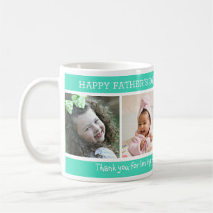 4 Photo Best Step Dad Ever Father's Day  Green Coffee Mug