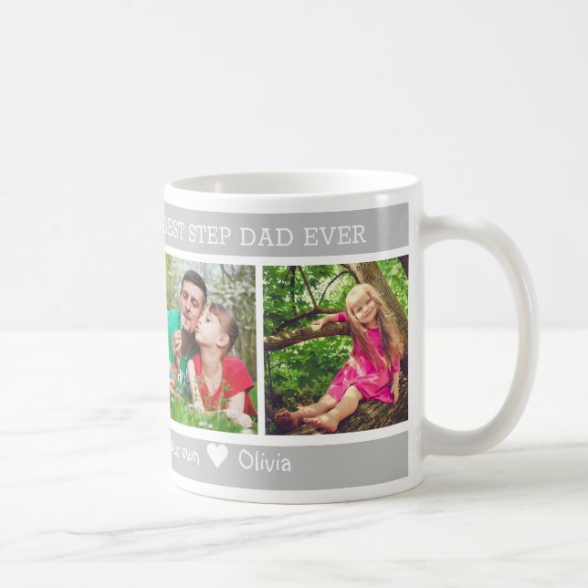 4 Photo Best Step Dad Ever Happy Father's Day   Coffee Mug (Right)