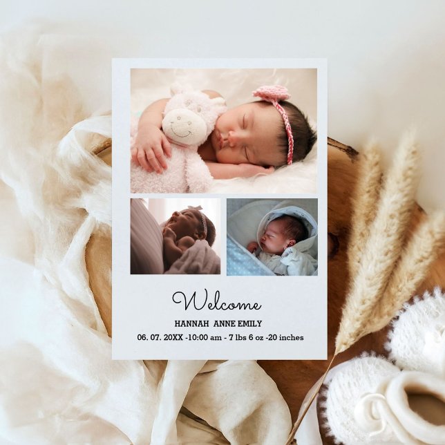 4 photo Birth Announcement card | New Baby card (Creator Uploaded)