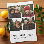 4 Photo Black White Minimalist - Best Year Ever Tea Towel<br><div class="desc">Use your favorite photo or pictures to make a fun keepsake to share with friends.</div>