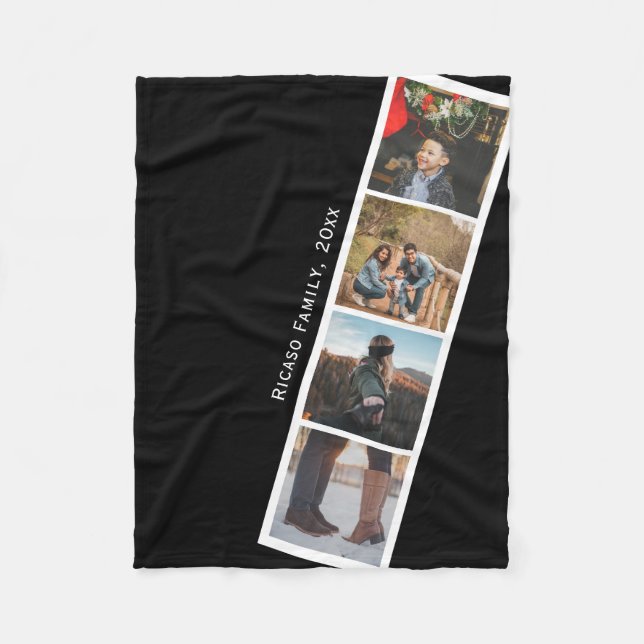 4 Photo Booth Style Personalised Fleece Blanket (Front)