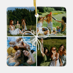 4 Photo Bow Wrap Christmas Present Best Friend Ceramic Ornament