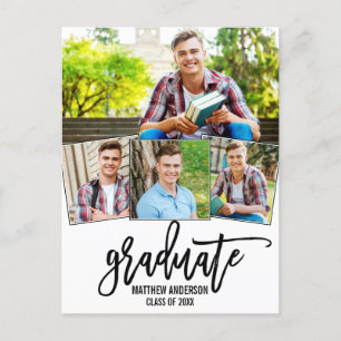 4 Photo Brush Script Graduation Announcement
