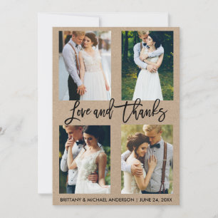 4 Photo Brush Script Love Thanks Wedding Kraft Thank You Card
