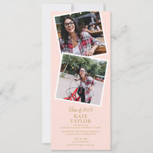 4 Photo Bush Pink And Gold Graduation Party Invitation