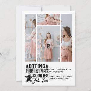 4 Photo Christmas Cookies for 2 Pregnancy Holiday Card