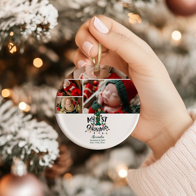 4 Photo Christmas Tree Lights First Christmas Ceramic Tree Decoration (Creator Uploaded)