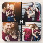 4-Photo Collage and Monogram Coaster<br><div class="desc">Beautiful personalised photo design perfect for mother's day,  as a wedding or anniversary gift,  graduation gift,  etc.</div>