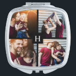 4-Photo Collage and Monogram Compact Mirror<br><div class="desc">Beautiful personalised photo design perfect for mother's day,  as a wedding or anniversary gift,  graduation gift,  etc.</div>
