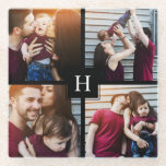 4-Photo Collage and Monogram Glass Coaster<br><div class="desc">Beautiful personalised photo design perfect for mother's day,  as a wedding or anniversary gift,  graduation gift,  etc.</div>