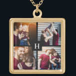 4-Photo Collage and Monogram Gold Plated Necklace<br><div class="desc">Beautiful personalised photo design perfect for mother's day,  as a wedding or anniversary gift,  graduation gift,  etc.</div>