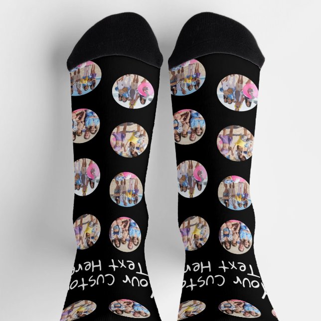 4 Photo Collage and Text Custom Personalised Socks (Top)