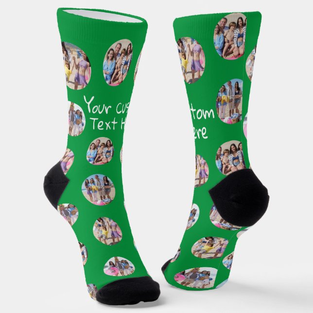 4 Photo Collage and Text Custom Personalised Socks (Angled)