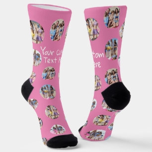 4 Photo Collage and Text Custom Personalised Socks