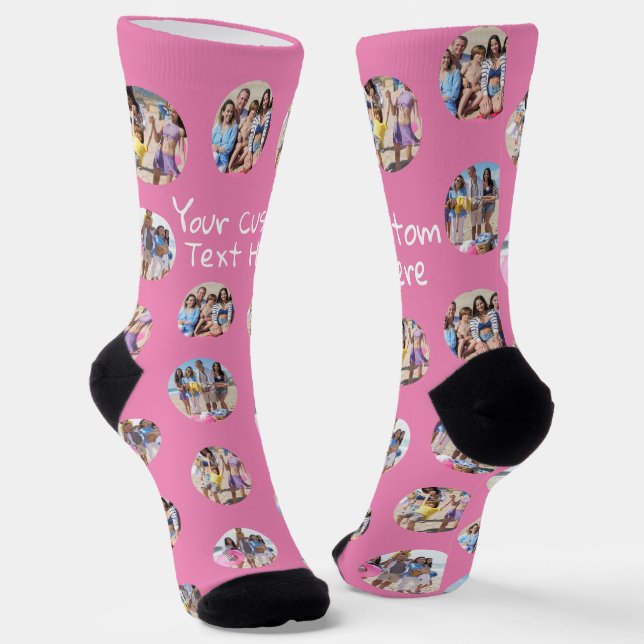 4 Photo Collage and Text Custom Personalised Socks (Angled)