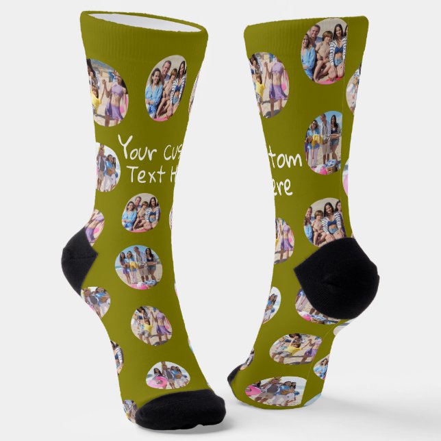4 Photo Collage and Text Custom Personalised Socks (Angled)