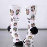 4 Photo Collage and Text Custom Personalised Socks<br><div class="desc">4 Photo Collage Template Make Your Own Fun pair of socks - featuring your own custom words,  perfect for gift ideas for yourself or others - socks from Ricaso - available in different colours in store,  step out in personalised style</div>