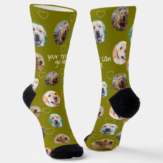 4 Photo collage and text template custom made Socks (Angled)