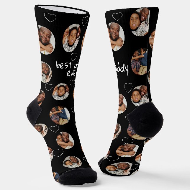 4 Photo Collage Best Daddy Ever Socks (Angled)