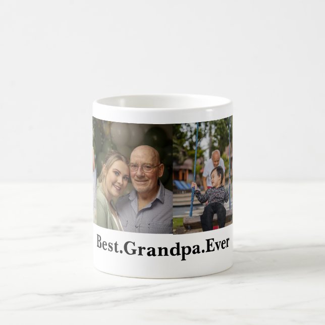 4 Photo Collage Best Grandpa Ever Coffee Mug (Center)