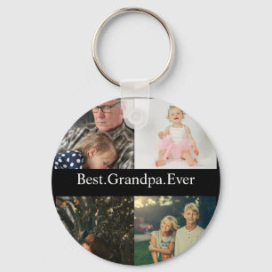 4 Photo Collage Best Grandpa Ever Key Ring