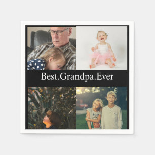 4 Photo Collage Best Grandpa Ever Napkin