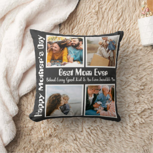 4 Photo Collage Best Mum Ever Cushion