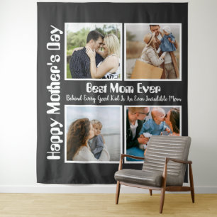 4 Photo Collage Best Mum Ever Tapestry