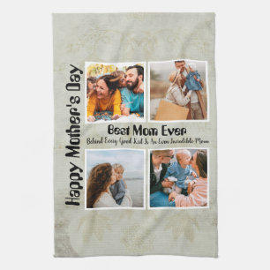 4 Photo Collage Best Mum Ever Tea Towel